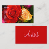 赤い黄色バラの芸術家の名刺 名刺 (正面/裏面)