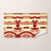 赤い黄鮮やか色の生地プリントパターンデザイン ハンドタオル (ハンドタオル)