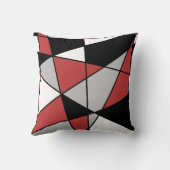 赤い黒いグレーと白のジオメトモダンリパターン クッション (裏面)