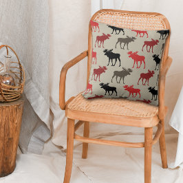 赤い黒いグレーのムースパターン クッション