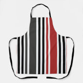 赤い黒いグレーの垂直ストライプ線パターン エプロン (正面)