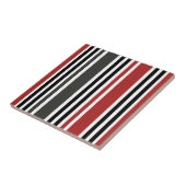 赤い黒いグレーの垂直ストライプ線パターン タイル (側面)