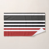 赤い黒いグレーの垂直ストライプ線パターン バスタオルセット (ハンドタオル)