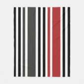 赤い黒いグレーの垂直ストライプ線パターン フリースブランケット (正面)