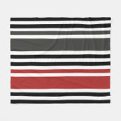 赤い黒いグレーの垂直ストライプ線パターン フリースブランケット (正面(横))