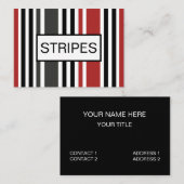 赤い黒いグレーの垂直ストライプ線パターン 名刺 (正面/裏面)