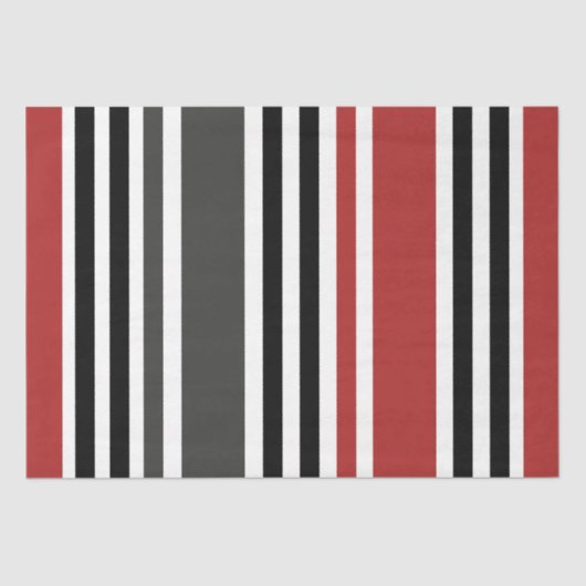 赤い黒いグレーの垂直ストライプ線パターン 薄葉紙 (正面)