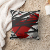 赤い黒いグレーの抽象芸術水色 クッション (ブランケット)
