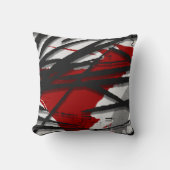 赤い黒いグレーの抽象芸術水色 クッション (正面)