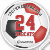 赤い黒いサッカーチームが男の子を彩る シール (正面)