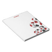 赤い黒いサッカーボールのアクセント名前をカスタムする ノートパッド (アングル)