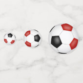 赤い黒いサッカーボールの子供のパーティー コンフェッティ (正面)