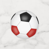 赤い黒いサッカーボールの子供のパーティー コンフェッティ (スモール正面)