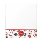 赤い黒いサッカーボールアクセントギフト ノートパッド (正面)