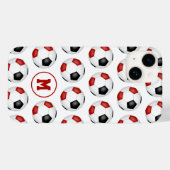赤い黒いサッカーボールスポーツパターン Case-Mate iPhoneケース (裏面 (横))
