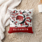 赤い黒いスポーツルームガールズバスケットボール クッション (ブランケット)