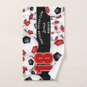 赤い黒いチームの多くはサッカーボールを着色する バスタオルセット (ハンドタオル)