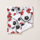 赤い黒いチームの多くはサッカーボールを着色する バスタオルセット (ウォッシュタオル)