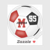 赤い黒いチームは男の子の女の子サッカーを着色 シール (シート)