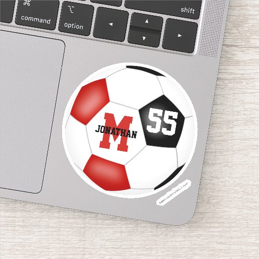 赤い黒いチームは男の子の女の子サッカーを着色 シール (詳細)