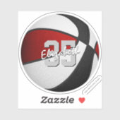 赤い黒いチームカラーのリアルなバスケットボール シール (シート)