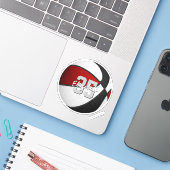 赤い黒いチームカラーのリアルなバスケットボール シール (ノートパソコンとiPhone)