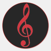 赤い黒いトレブルクレフ、 音符記号音楽のシール ラウンドシール (正面)
