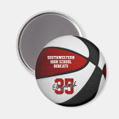 赤い黒いバスケットチームカラー マグネット (正面/裏面)