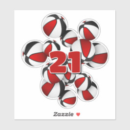 赤い黒いバスケットボールのクラスター上のジャージー番号 シール