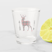 赤い黒いバッファローの格子縞の永続的なシカの矢 ショットグラス (裏面)