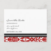 赤い黒い写真日付の結婚はがきを保存 案内ポストカード (裏面)