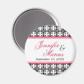 赤い黒い映画ファンシーの結婚式は日付を保存 マグネット (正面/裏面)