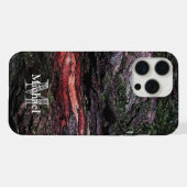赤い黒い木のモッシーな木の樹皮モノグラム iPhoneケース (裏面横)
