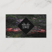 赤い黒い木のモッシーな木の樹皮ロガーモノグラム 名刺 (正面)