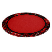 赤い黒い格子縞のトリム カッティングボード (角)