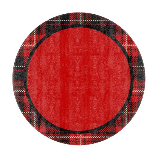 赤い黒い格子縞のトリム カッティングボード (正面)