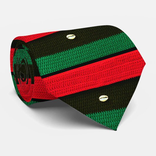 赤い黒い緑のクロシェの上のシェルがプリント済み ネクタイ (ロール)