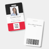 赤い黒い線が付いた名前の写真従業員企業のID バッジ (正面＆裏面)