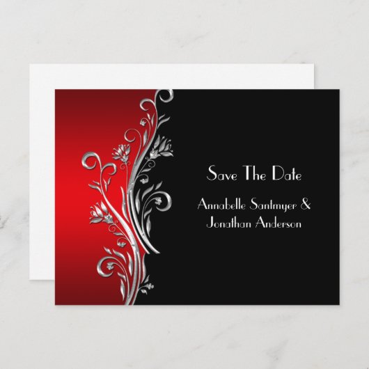 赤い黒い銀色の渦巻きが日付を保存 案内ポストカード (正面/裏面)