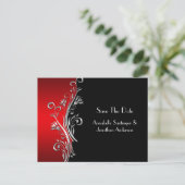 赤い黒い銀色の渦巻きが日付を保存 案内ポストカード (スタンド正面)