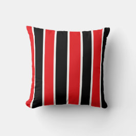 赤い黒くおよび白ストライプの クッション