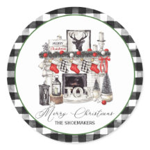 赤い黒と白のクリスマス暖炉のストッキング