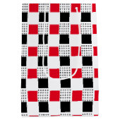 赤い黒と白のチェッカーボードクラシック装飾 ミディアムペーパーバッグ (裏面)