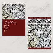 赤い黒と白のローマのイーグルダマスクのモチーフ 名刺 (正面/裏面)
