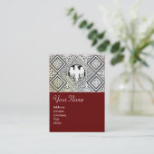 赤い黒と白のローマのイーグルダマスクのモチーフ 名刺 (スタンド正面)