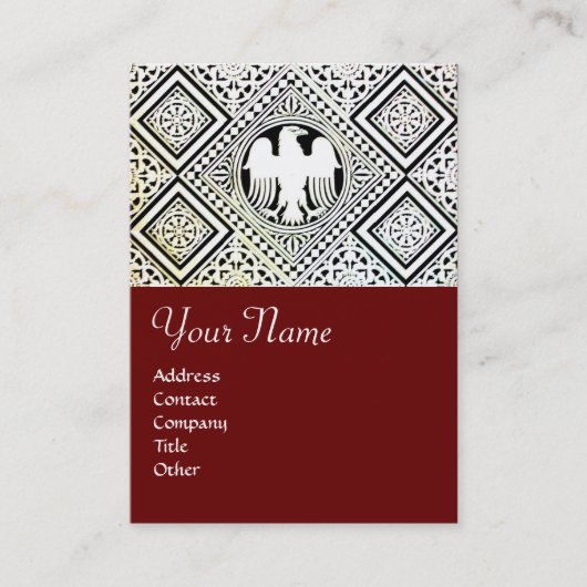 赤い黒と白のローマのイーグルダマスクのモチーフ 名刺 (正面)