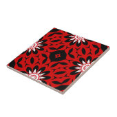 赤い黒と白の万華鏡視幾何学模様 タイル (側面)