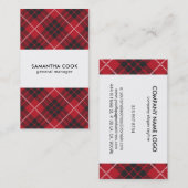 赤い黒と白の格子模様 名刺 (正面/裏面)