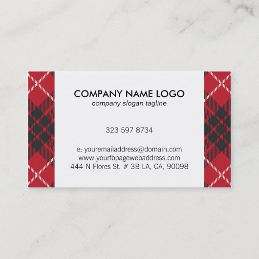赤い黒と白の格子模様 名刺 (裏面)
