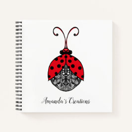 赤い黒と白の線もつれladybug ノートブック